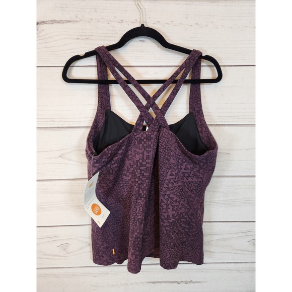 Lucy Women's Blackberry Kamakura Print Sleeveless Fitness‎ Fix Tank Top Size 1X - Picture 2 of 7
